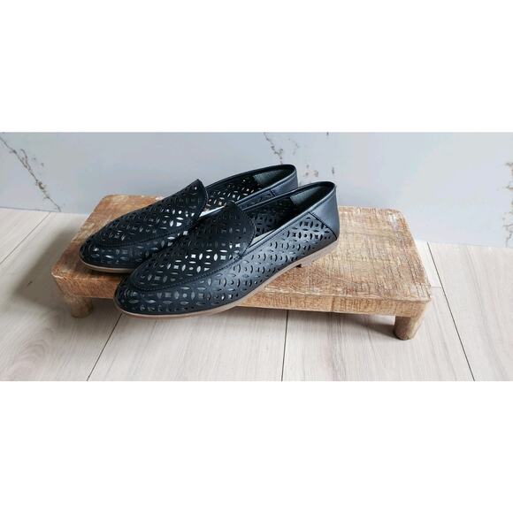 Franco Sarto Shoes Women 7M Black Berta Slip On Summer Classic Loafers Openweave - Picture 2 of 10